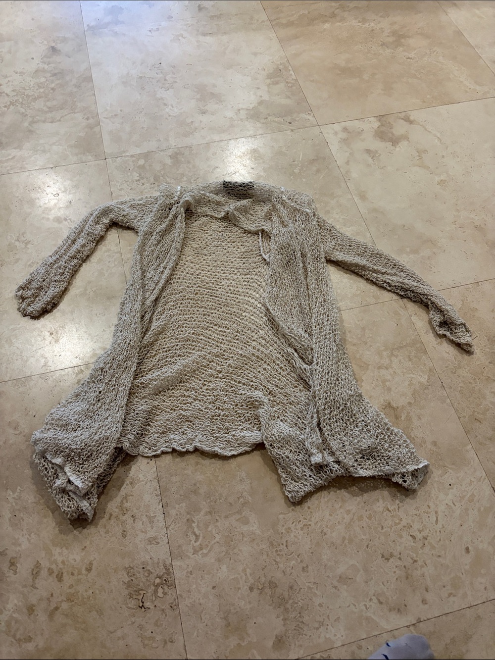 Cozy Open-Front Beige Knit Women's Cardigan